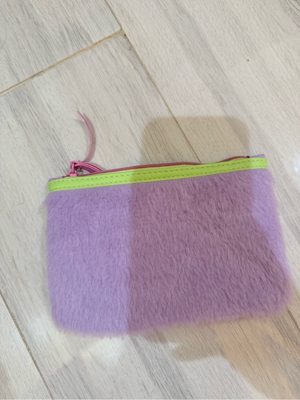 IPSY Faux Fur Lavender & Lime make up bag